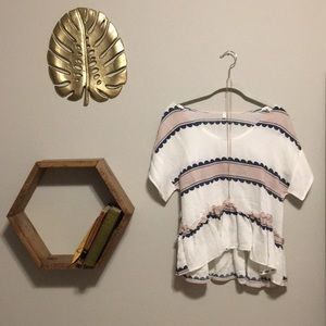 White pink striped top